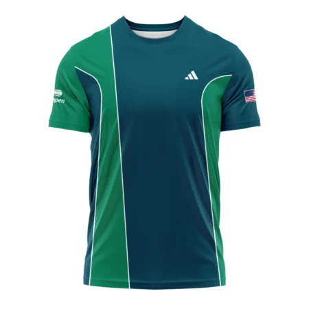 Very Dark Cyan Green Background US Open Tennis Adidas Performance T-Shirt Style Classic