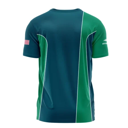 Very Dark Cyan Green Background US Open Tennis Lacoste Performance T-Shirt Style Classic