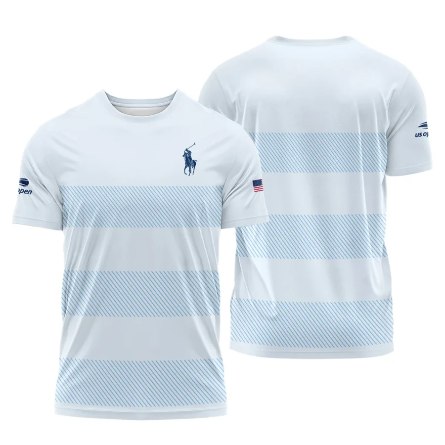 US Open Tennis Light Blue Background Line Ralph Lauren Performance T-Shirt Style Classic