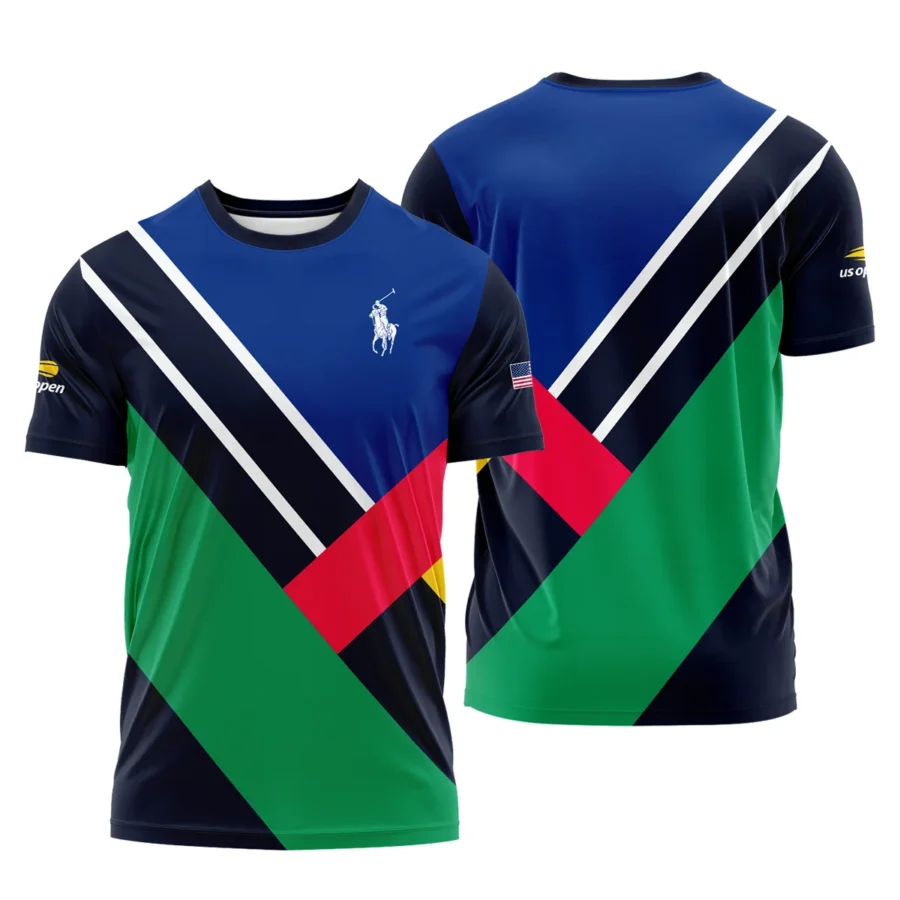 Ralph Lauren US Open Tennis Dark Blue Green Red Background Performance T-Shirt Style Classic