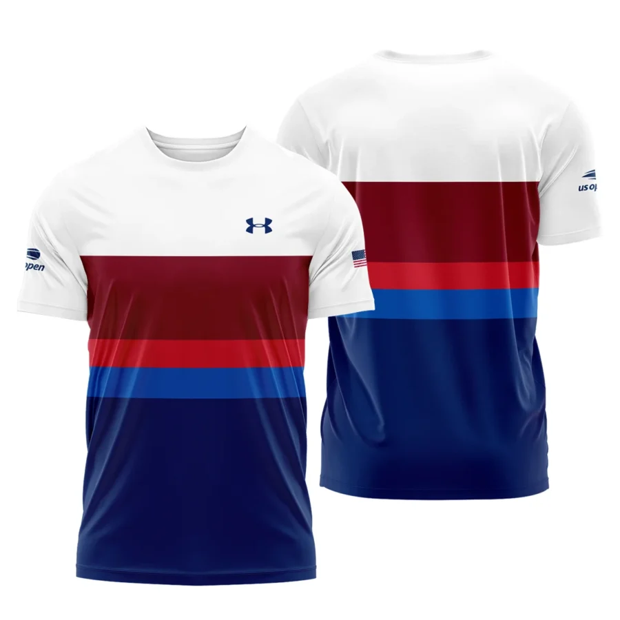 Under Armour US Open Tennis White Blue Red Pattern Performance T-Shirt Style Classic