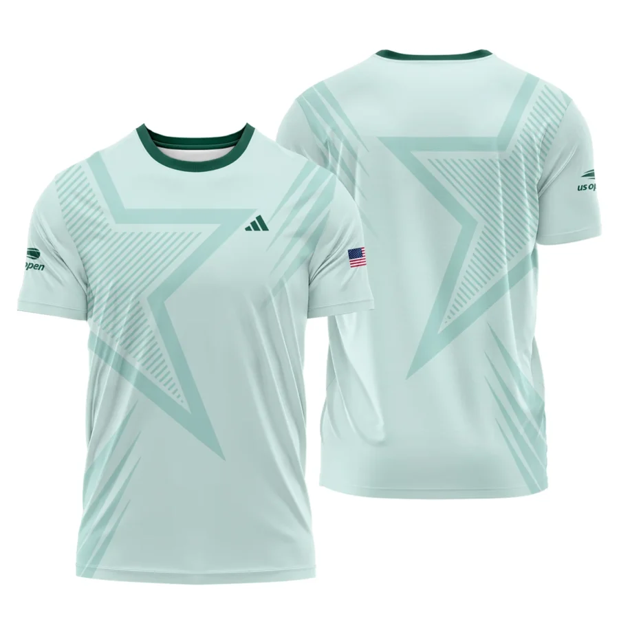 US Open Tennis Adidas Green Pastel Background Star Line Pattern Performance T-Shirt Style Classic