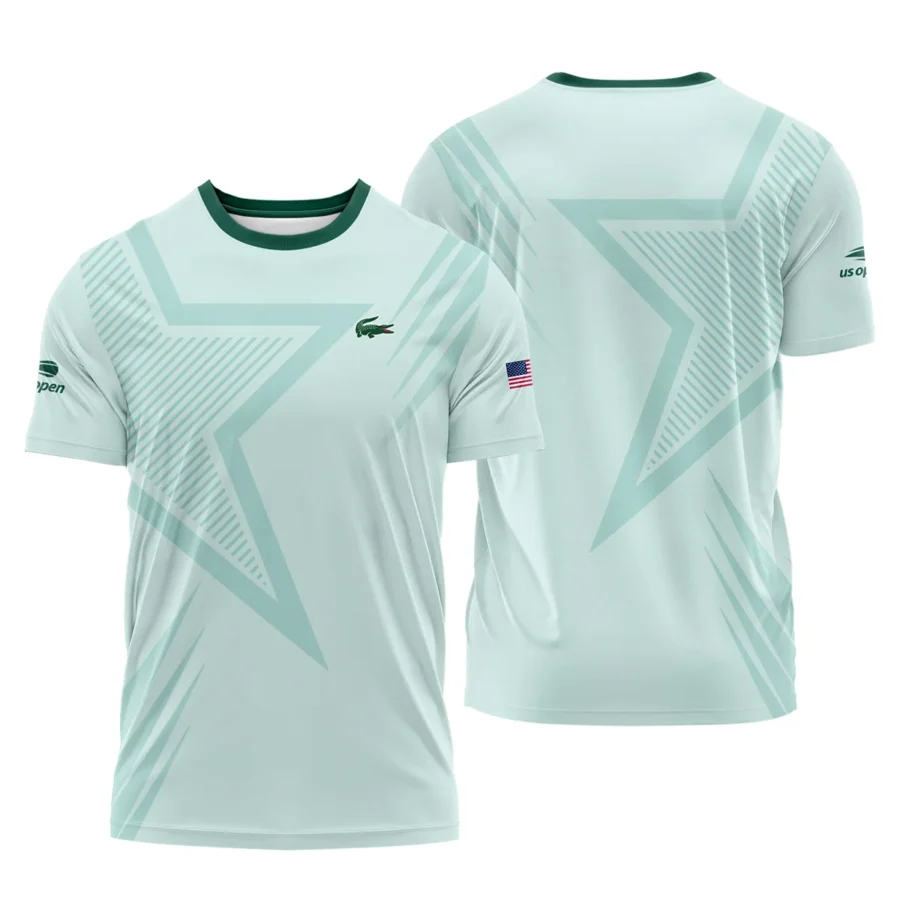 US Open Tennis Lacoste Green Pastel Background Star Line Pattern Performance T-Shirt Style Classic