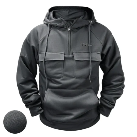 Special Release Nature Photography x Vivitar Brand Tactical Quarter Zip Hoodie BLNP170724A1VVT - Gray