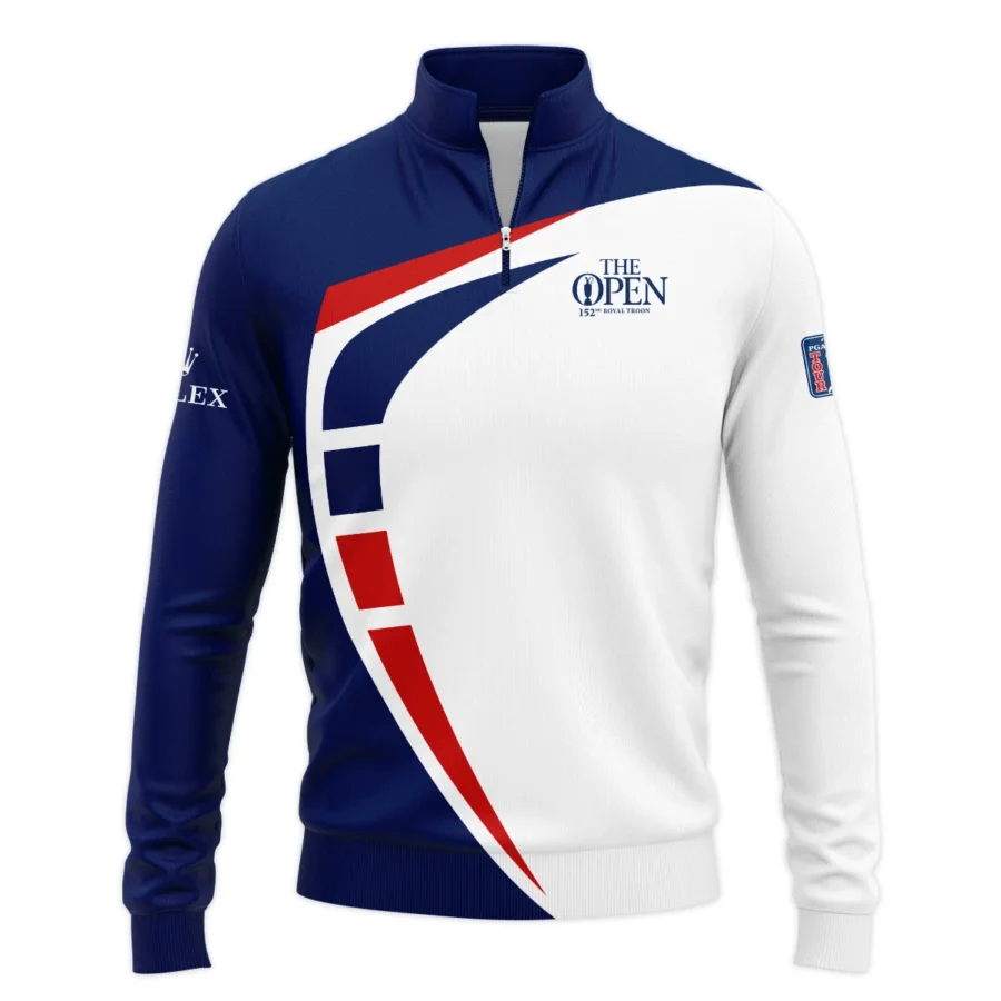 152nd Open Championship Rolex White Blue Red Pattern Background Quarter-Zip Jacket All Over Prints HOTOP270624A03ROXSWZ