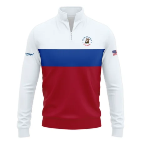 Quarter Zip Jacket Shirt Cleveland Golf 125th US Open Oakmont Blue Red Very Pale Blue Pattern HOUSG130724A01CLESWZ