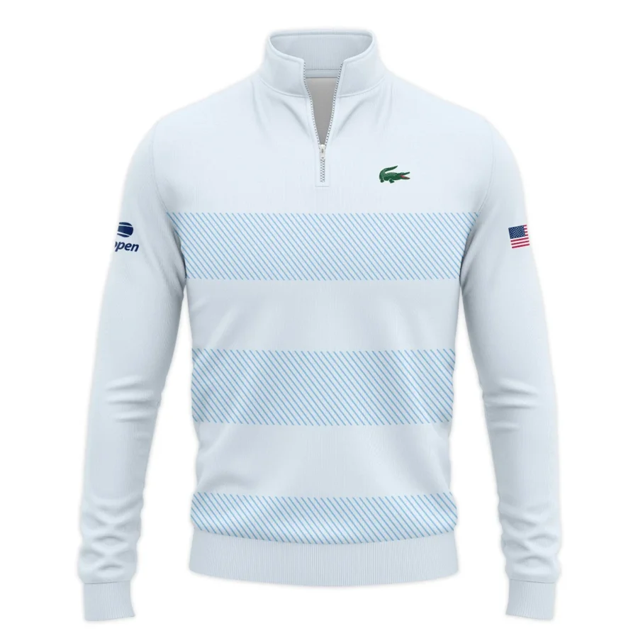 US Open Tennis Light Blue Background Line Lacoste Quarter-Zip Jacket Style Classic