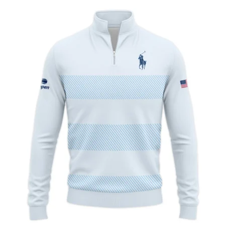 US Open Tennis Light Blue Background Line Ralph Lauren Quarter-Zip Jacket Style Classic