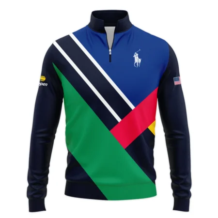 Ralph Lauren US Open Tennis Dark Blue Green Red Background Quarter-Zip Jacket Style Classic