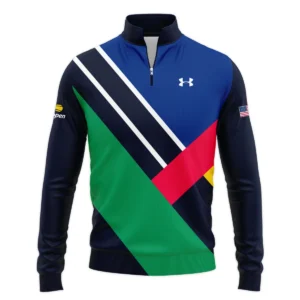 Under Armour US Open Tennis Dark Blue Green Red Background Zipper Hoodie Shirt Style Classic