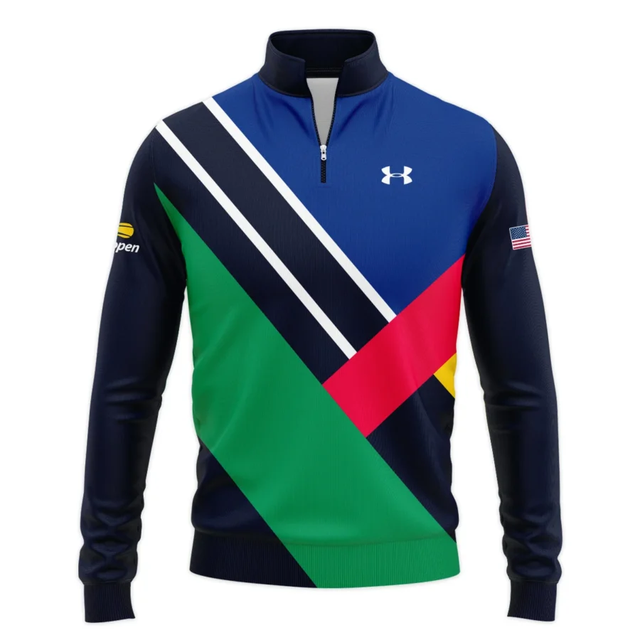 Under Armour US Open Tennis Dark Blue Green Red Background Quarter-Zip Jacket Style Classic