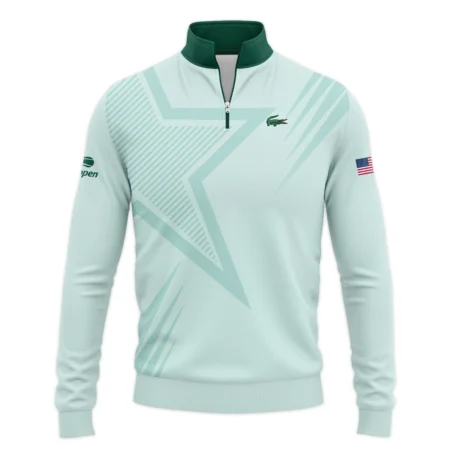 US Open Tennis Lacoste Green Pastel Background Star Line Pattern Quarter-Zip Jacket Style Classic