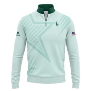 US Open Tennis Ralph Lauren Green Pastel Background Star Line Pattern Zipper Hoodie Shirt Style Classic