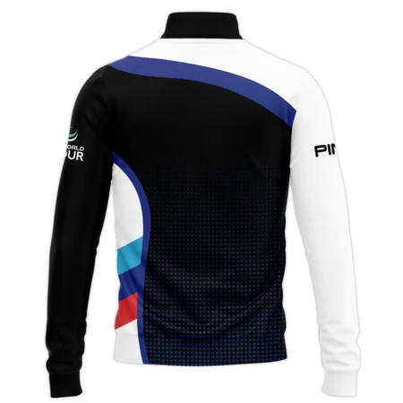 Quarter Zip Jacket Shirt Ping BMW PGA Championship Black Background Halftone Blue Red HOBMW110724A01PISWZ