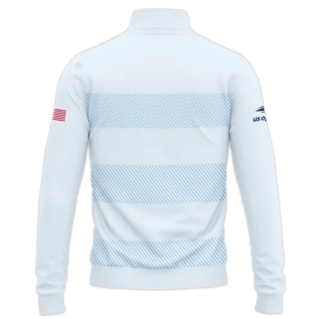 US Open Tennis Light Blue Background Line Lacoste Quarter-Zip Jacket Style Classic