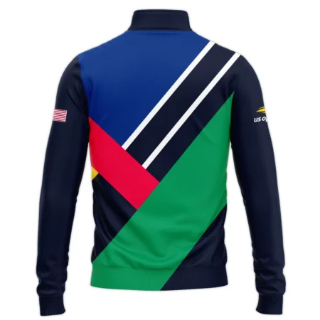 Lacoste US Open Tennis Dark Blue Green Red Background Quarter-Zip Jacket Style Classic