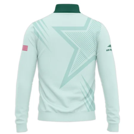 US Open Tennis Adidas Green Pastel Background Star Line Pattern Quarter-Zip Jacket Style Classic