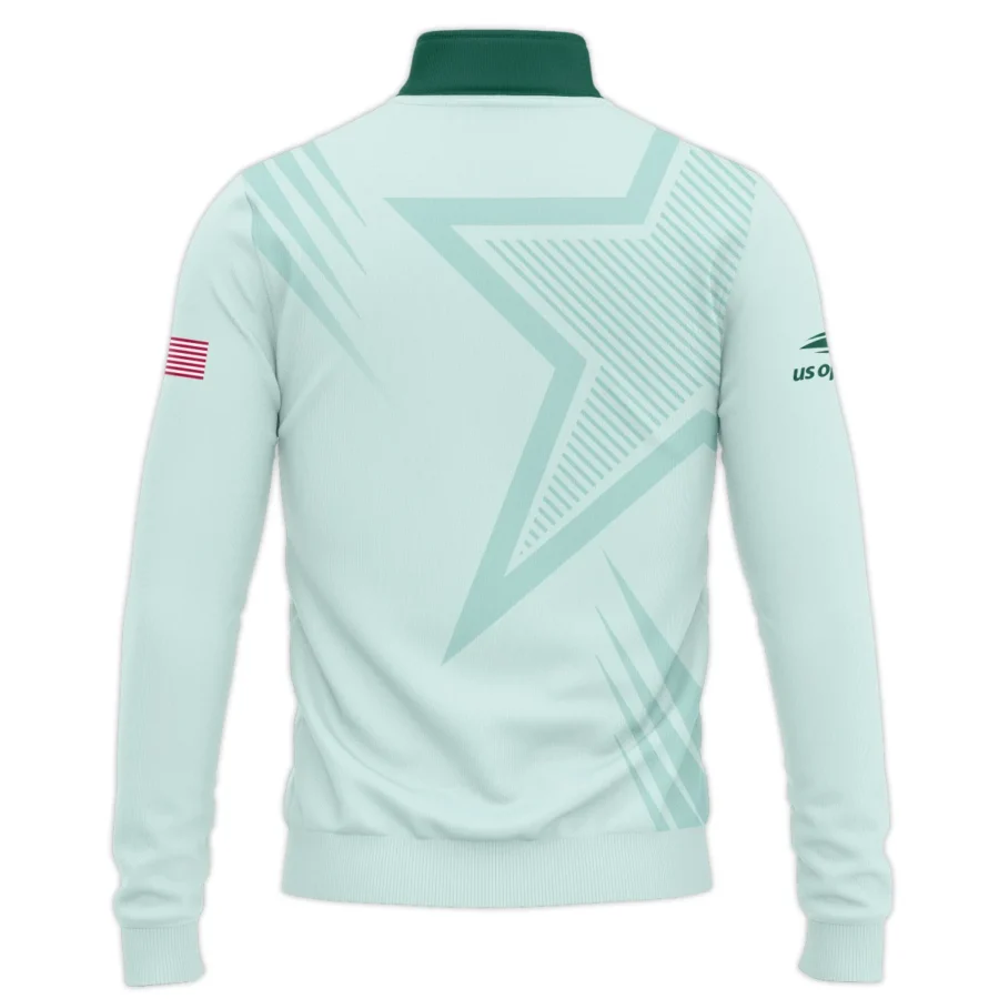 US Open Tennis Adidas Green Pastel Background Star Line Pattern Quarter-Zip Jacket Style Classic