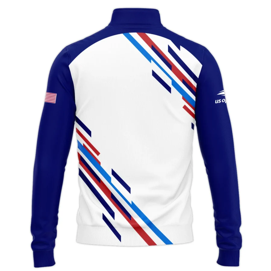 US Open Tennis Adidas White Blue Red Line Color Background Quarter-Zip Jacket Style Classic