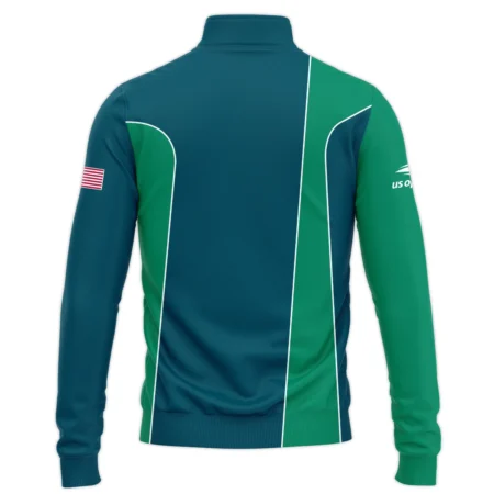 Very Dark Cyan Green Background US Open Tennis Adidas Quarter-Zip Jacket Style Classic