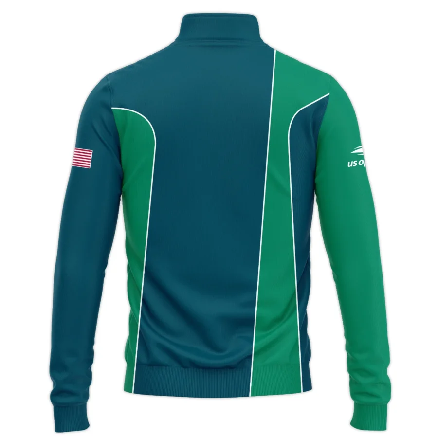 Very Dark Cyan Green Background US Open Tennis Adidas Quarter-Zip Jacket Style Classic