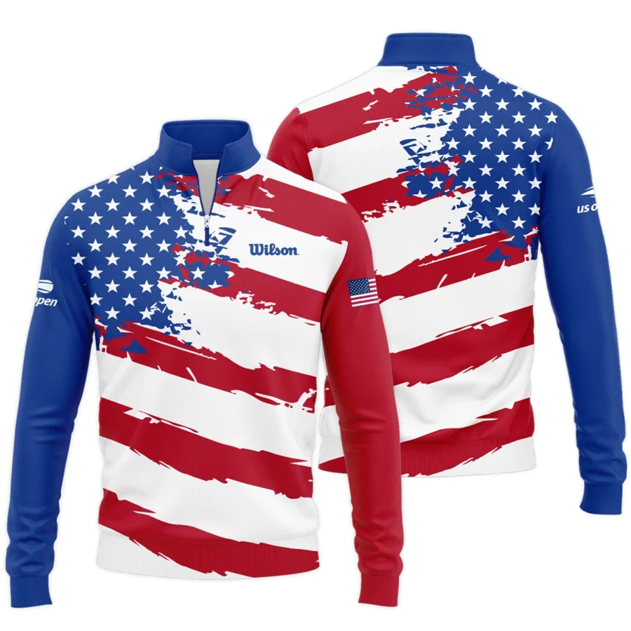 Sport Wilson US Open Tennis Quarter-Zip Jacket All Over Prints HOTN060724A1WSSWZ