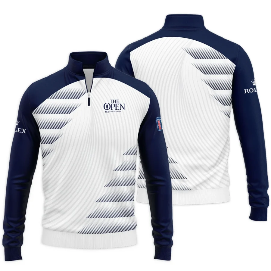 Rolex 152nd Open Championship Blue White Line Pattern Quarter-Zip Jacket All Over Prints HOTOP280624A02ROXSWZ