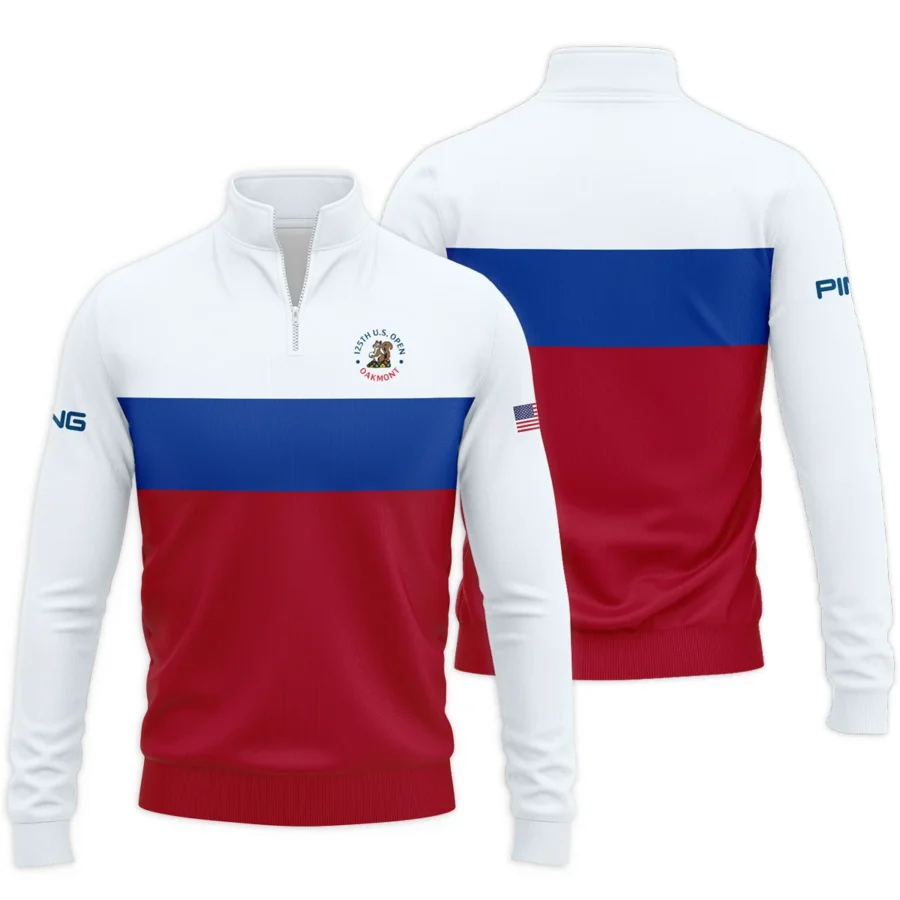 Quarter Zip Jacket Shirt Ping 125th US Open Oakmont Blue Red Very Pale Blue Pattern HOUSG130724A01PISWZ