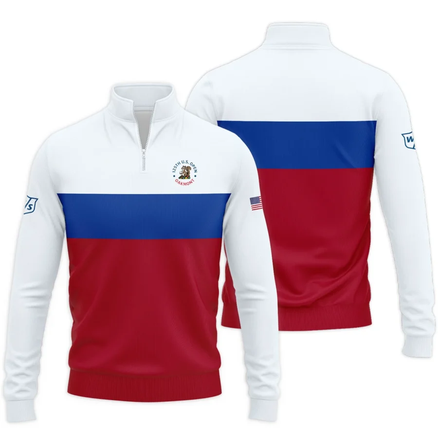 Quarter Zip Jacket Shirt Wilson Staff 125th US Open Oakmont Blue Red Very Pale Blue Pattern HOUSG130724A01WSSWZ