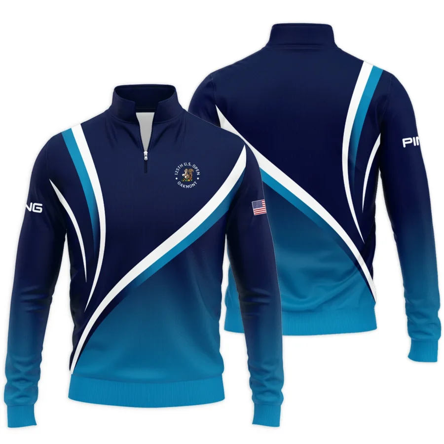 125th US Open Oakmont Quarter Zip Jacket Shirt Ping Dark Blue Gradient White Background HOUSG130724A02PISWZ