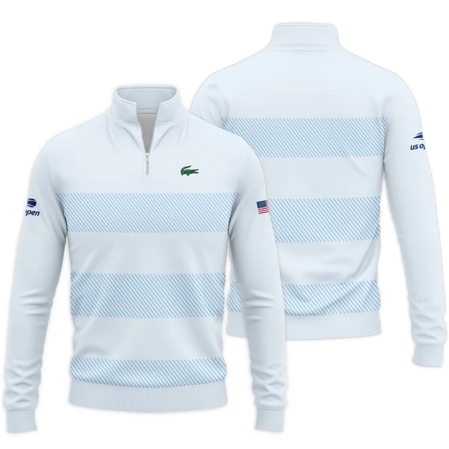 US Open Tennis Light Blue Background Line Lacoste Quarter-Zip Jacket Style Classic