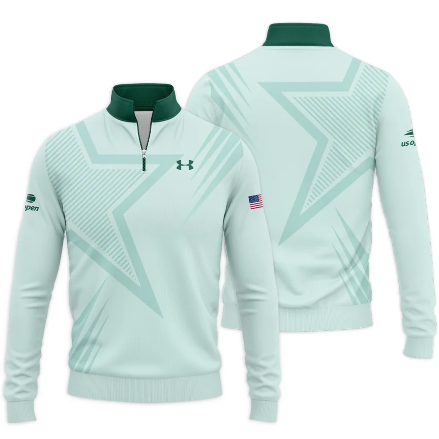 US Open Tennis Under Armour Green Pastel Background Star Line Pattern Quarter-Zip Jacket Style Classic