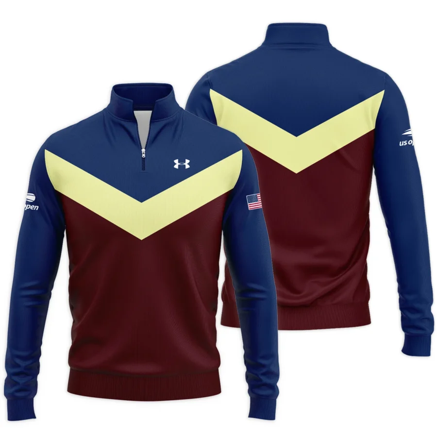 Under Armour US Open Tennis Blue Red Yellow Background Quarter-Zip Jacket Style Classic