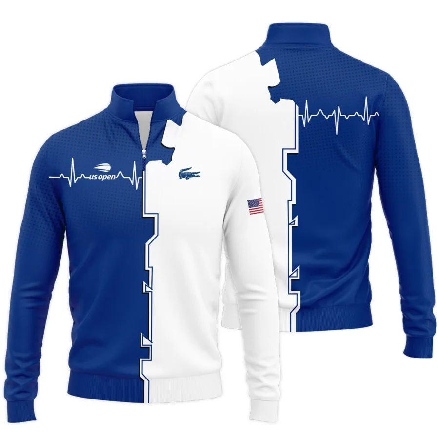 Heartbeat Blue Color Lacoste US Open Tennis Quarter-Zip Jacket All Over Prints QTUST260724A1LCSWZ