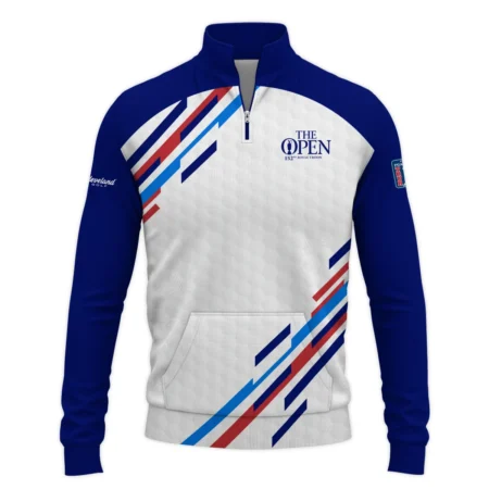 Special Release Cleveland Golf 152nd Open Championship Blue Red Straight Line White Background Performance Quarter Zip Sweatshirt With Pockets All Over Prints HOTOP090724A01CLETS