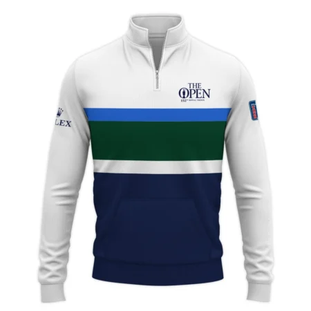 White Blue Green Background Rolex 152nd Open Championship Performance Quarter Zip Sweatshirt With Pockets All Over Prints HOTOP270624A01ROXTS
