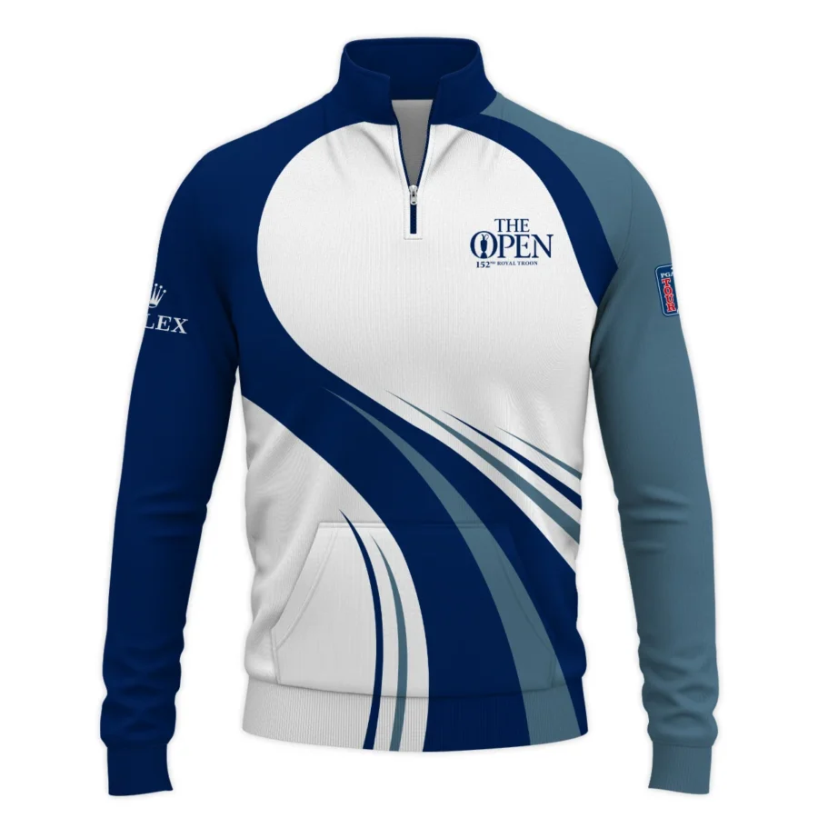 Rolex 152nd Open Championship White Mostly Desaturated Dark Blue Performance Performance Quarter Zip Sweatshirt With Pockets All Over Prints HOTOP270624A02ROXTS