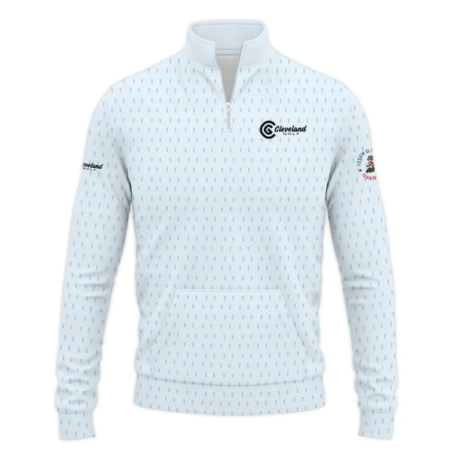 Special Release Light Blue Cleveland Golf Golf 125th U.S. Open Oakmont Performance Quarter Zip Sweatshirt With Pockets All Over Prints QTUSM8724A2CLQZS