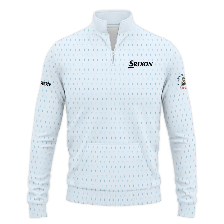 Special Release Light Blue Srixon Golf 125th U.S. Open Oakmont Performance Quarter Zip Sweatshirt With Pockets All Over Prints QTUSM8724A2SRQZS