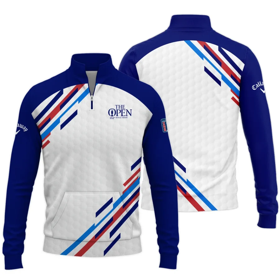 Special Release Callaway 152nd Open Championship Blue Red Straight Line White Background Performance Quarter Zip Sweatshirt With Pockets All Over Prints HOTOP090724A01CLWTS