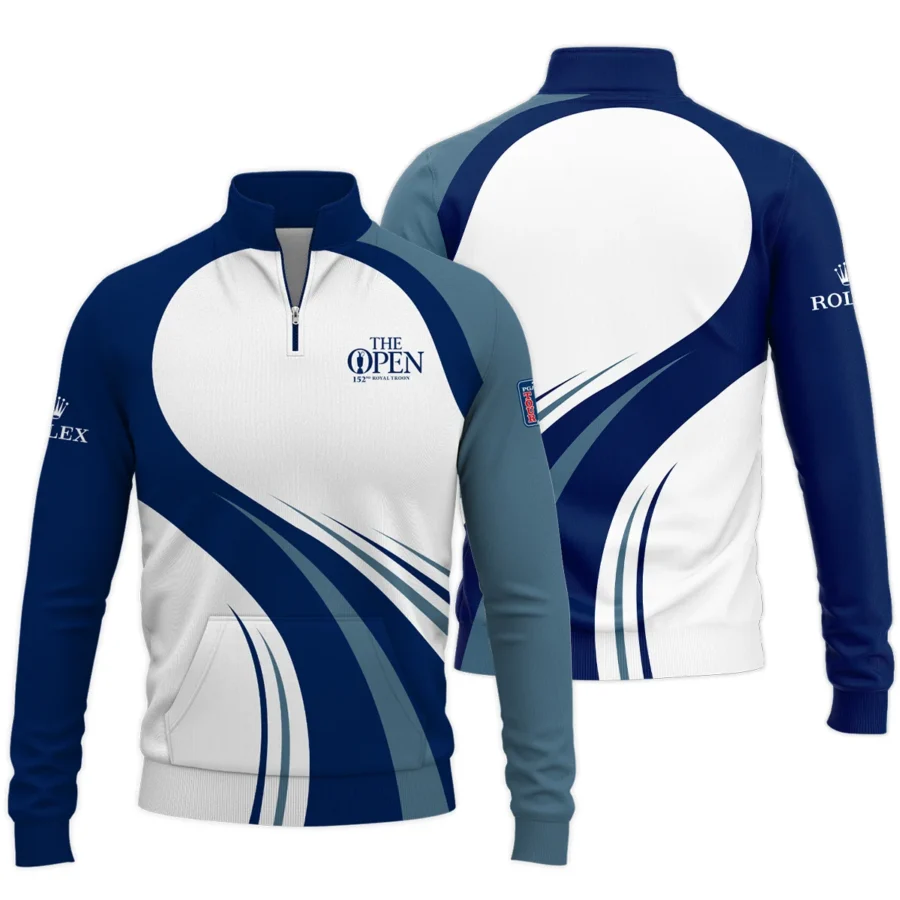 Rolex 152nd Open Championship White Mostly Desaturated Dark Blue Performance Performance Quarter Zip Sweatshirt With Pockets All Over Prints HOTOP270624A02ROXTS