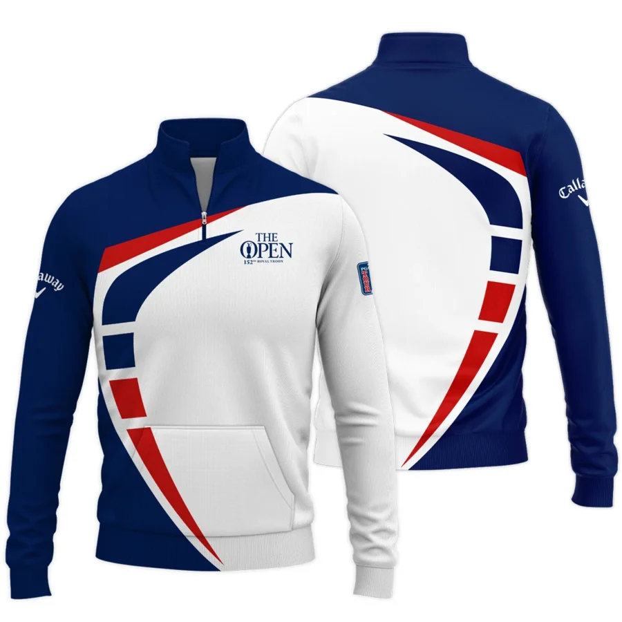 152nd Open Championship Callaway White Blue Red Pattern Background Performance Quarter Zip Sweatshirt With Pockets All Over Prints HOTOP270624A03CLWTS