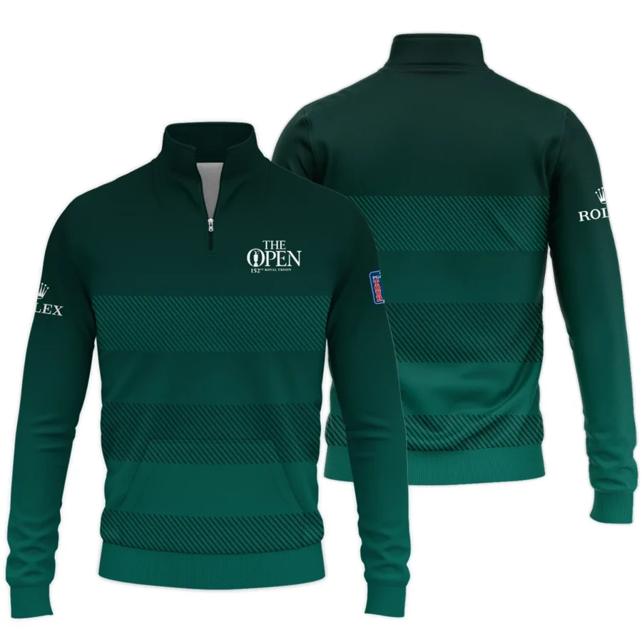 152nd Open Championship Rolex Dark Green Gradient Line Pattern Performance Quarter Zip Sweatshirt With Pockets All Over Prints HOTOP280624A01ROXTS