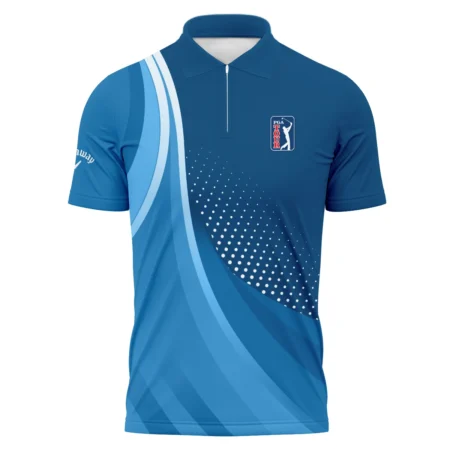 Navy Color Sport Callaway PGA Tour Zipper Polo Shirt All Over Prints QTPGA020824A1CLWZPL