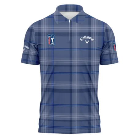 Tartan Navy Color Callaway PGA Tour Zipper Polo Shirt All Over Prints QTPGA020824A3CLWZPL