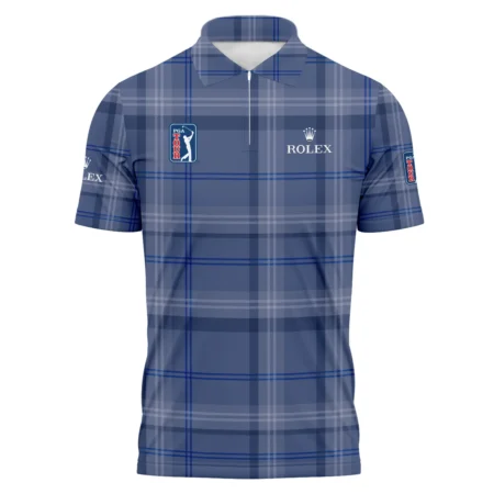 Tartan Navy Color Rolex PGA Tour Zipper Polo Shirt All Over Prints QTPGA020824A3ROXZPL