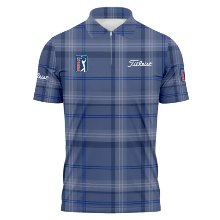 Tartan Navy Color Titleist PGA Tour Zipper Polo Shirt All Over Prints QTPGA020824A3TLZPL