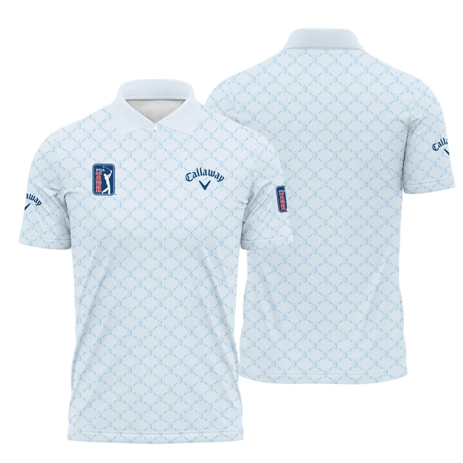 Light Blue Pattern Callaway PGA Tour Zipper Polo Shirt All Over Prints QTPGA020824A2CLWZPL