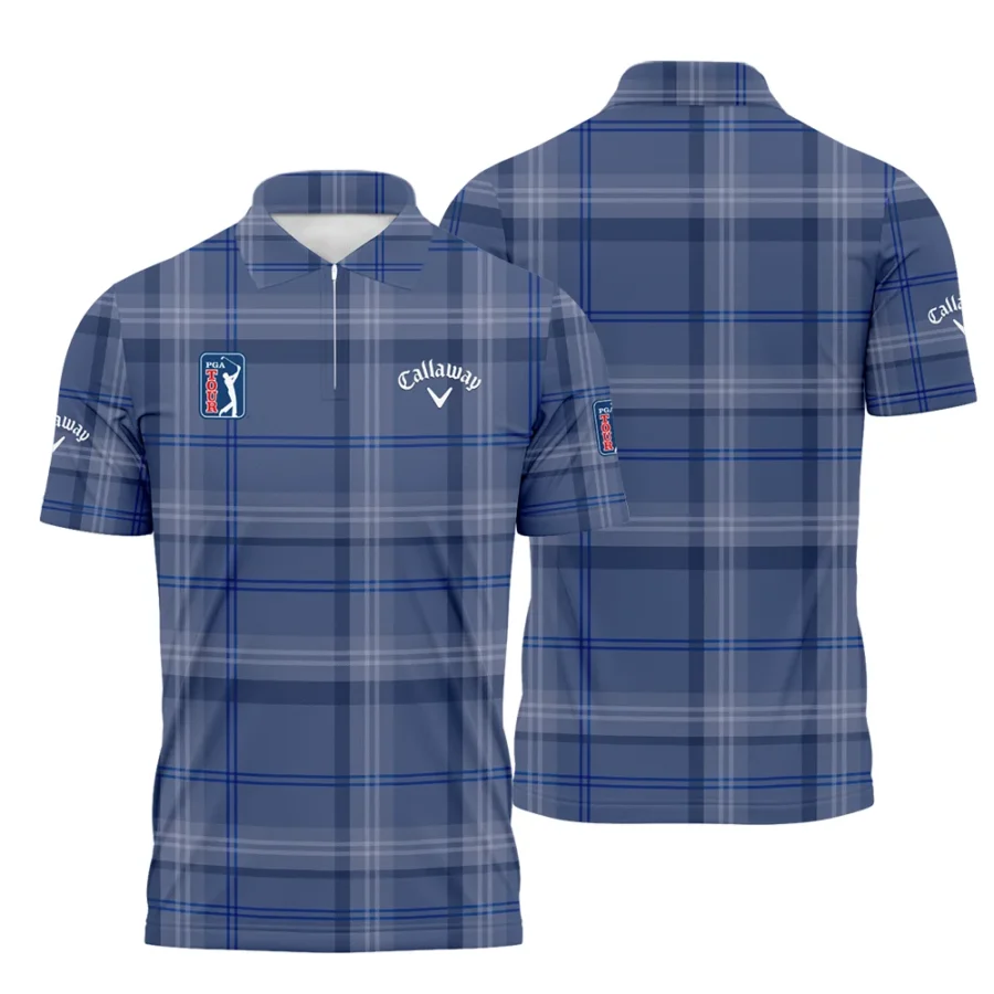 Tartan Navy Color Callaway PGA Tour Zipper Polo Shirt All Over Prints QTPGA020824A3CLWZPL