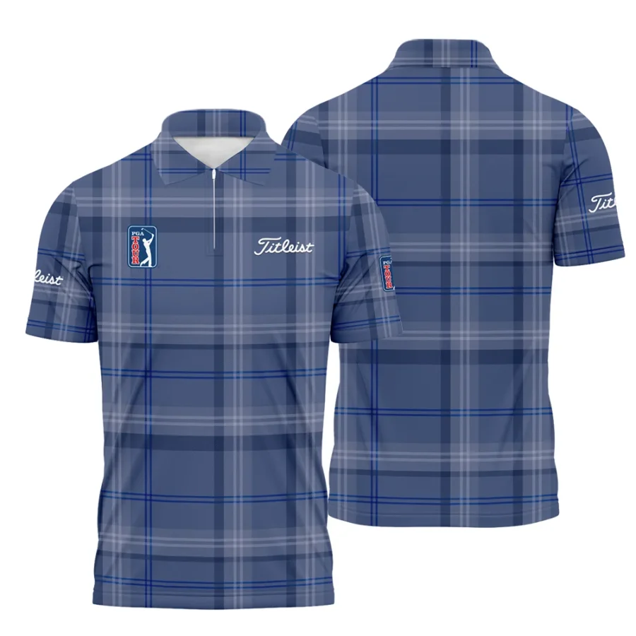 Tartan Navy Color Titleist PGA Tour Zipper Polo Shirt All Over Prints QTPGA020824A3TLZPL